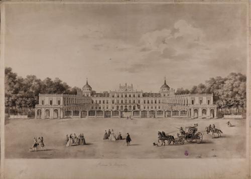 Vista del palacio de Aranjuez desde la calle del Medio