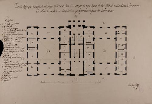 Planta baja de una casa de campo y labor para un caballero hacendado, a una legua de la villa de Muchamiel