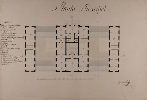 Planta principal de una casa de campo y labor para un caballero hacendado, a una legua de la villa de Muchamiel