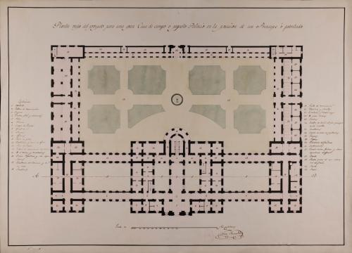 Planta baja de una gran casa de campo o pequeño palacio en la posesión de un príncipe o potentado