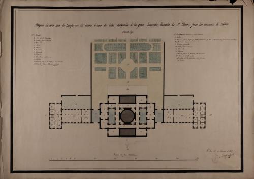 Planta baja de una casa de campo con dos caseríos o casas de labor destinada a la gran hacienda llamada San Mamés, en las cercanías de Bilbao