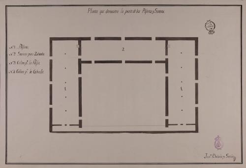 Planta de los pajares y graneros de un parador con todas las oficinas necesarias