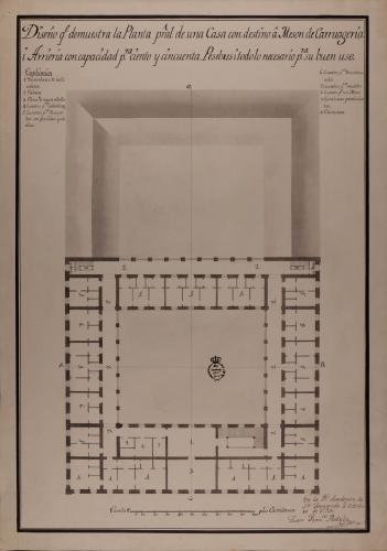Planta principal de un casa con destino a mesón de carruajes y arriería, con capacidad para ciento cincuenta pesebres