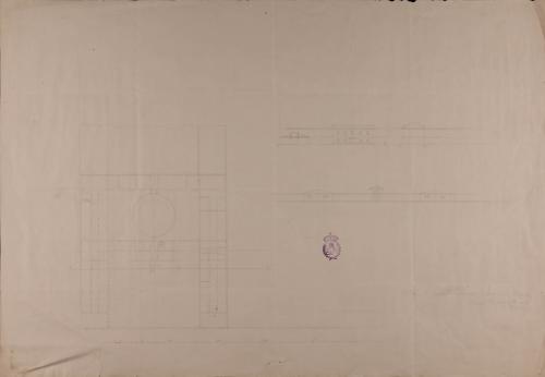 Planta, alzado de la fachada exterior y principal de la vivienda, y sección AB de una asa herradero para toda clase de ganados, con habitación para el dueño