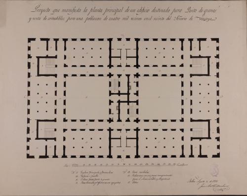 Planta principal de un edificio destinado para pósito de granos y venta de comestibles, en una población de cuatro mil vecinos en el Señorío de Vizcaya
