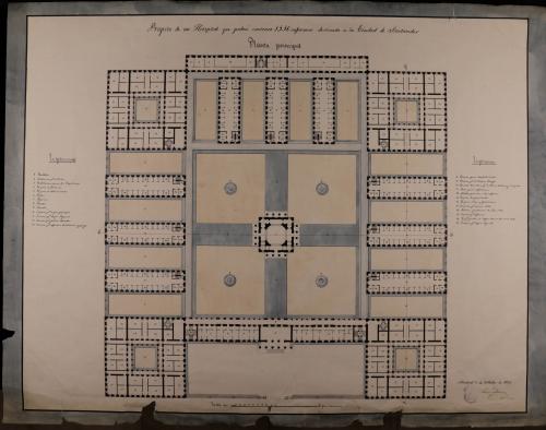 Planta principal de un hospital para Santander, capaz de contener 1.536 enfermos
