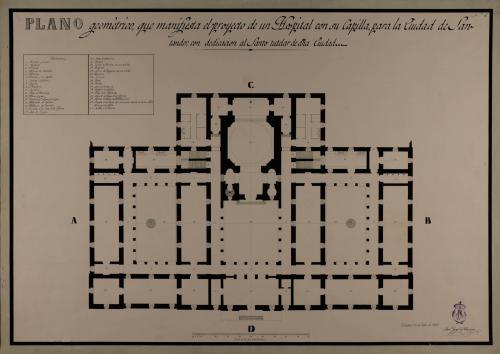 Planta baja de un hospital para Santander, con dedicación al santo tutelar de dicha ciudad