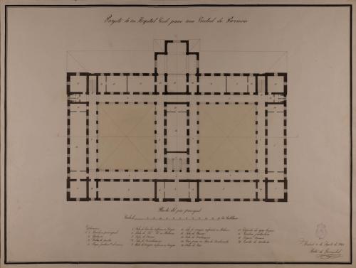 Planta principal de un hospital civil para una capital de provincia