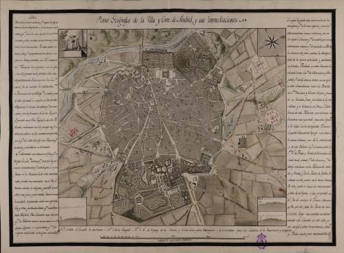 Plano topográfico de Madrid y sus inmediaciones, con la demostración de los lugares en donde se deberán colocar tres lazaretos y un cementerio