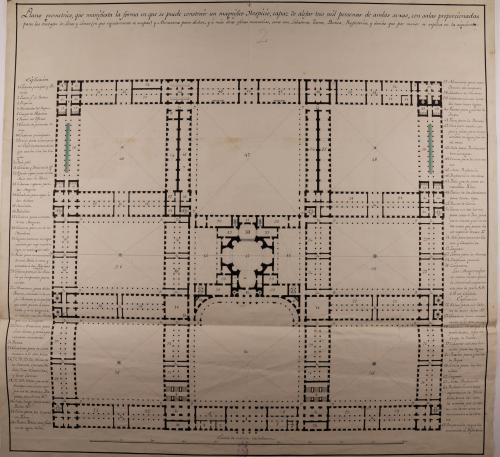 Planta baja de un magnífico hospicio capaz de alojar a 3.000 personas de ambos sexos