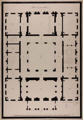 Planta principal. de unas casas consistoriales de Barcelona para situarlas en el mismo local que ocupan las actuales