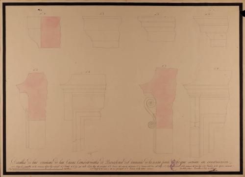 Detalles de las cornisas de una casas consistoriales de Barcelona para situarlas en el mismo local que ocupan las actuales