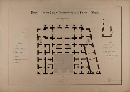 Planta principal de un casa de ayuntamiento en la plaza de la Constitución de Logroño