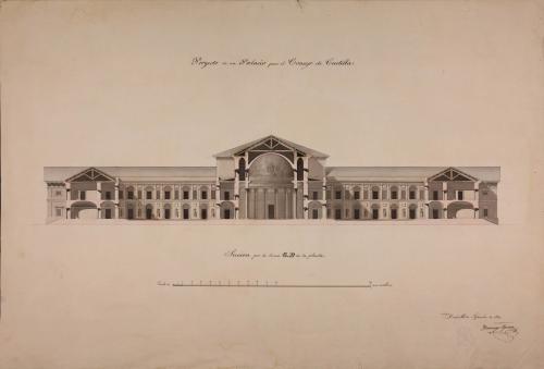 Sección CD de un palacio para el Consejo de Castilla