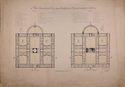 Plana baja y principal para una cuartel de caballería