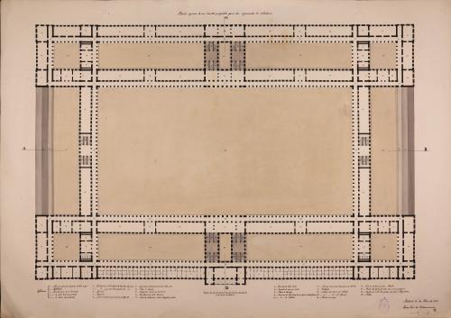 Planta principal de un cuartel para dos regimientos de caballería