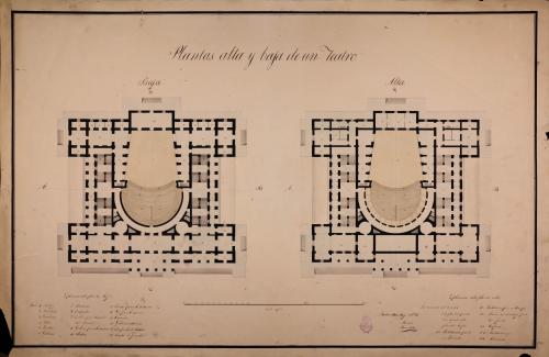 Planta baja y principal de un teatro