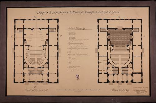 Planta baja y principal de un teatro para Santiago de Compostela