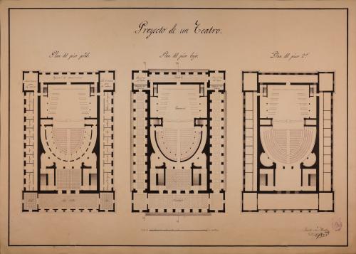 Planta baja, principal y segunda de un teatro