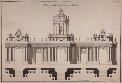 Planta y alzado de un arco de triunfo