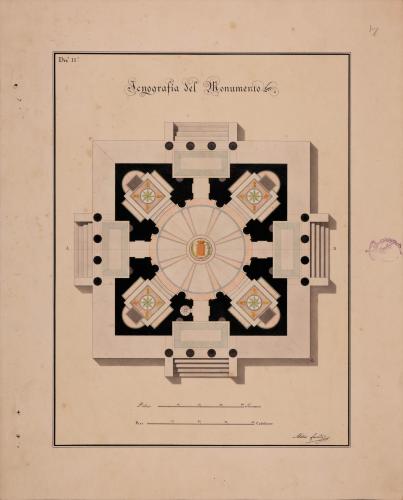 Planta de un monumento conmemorativo de la defensa de Zaragoza en 1808 y 1809