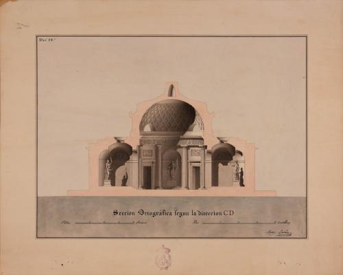 Sección CD de un monumento conmemorativo de la defensa de Zaragoza en 1808 y 1809