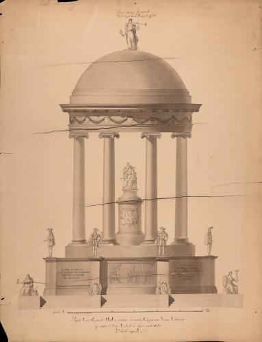 Alzado de un monumento conmemorativo del juramento hecho a la Reina Isabel II como princesa heredera y el sabio gobierno de la Reina Gobernadora María Cristina de Borbón