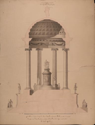 Sección ABCDE de un monumento conmemorativo del juramento hecho a la Reina Isabel II como princesa heredera y el sabio gobierno de la Reina Gobernadora María Cristina de Borbón