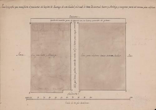 Plano topográfico y croquis de un teatro