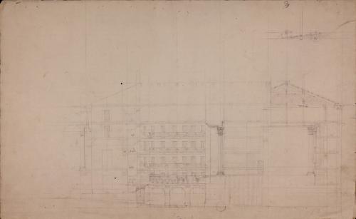 Sección longitudinal de un teatro para Vitoria