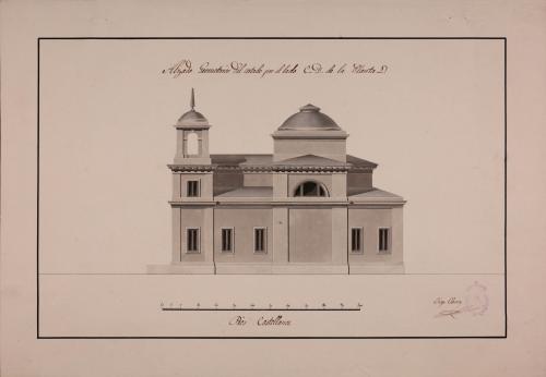 Alzado de la fachada lateral de una iglesia parroquial que se supone construirse en la ciudad de Málaga para una feligresía de cien vecinos