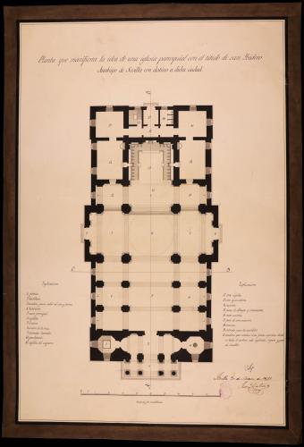 Planta de una iglesia parroquial con el título de San Isidro, arzobispo de Sevilla, con destino a dicha ciudad