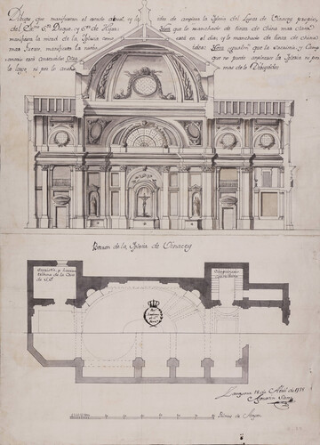 Planta y sección de la iglesia de Vinacey