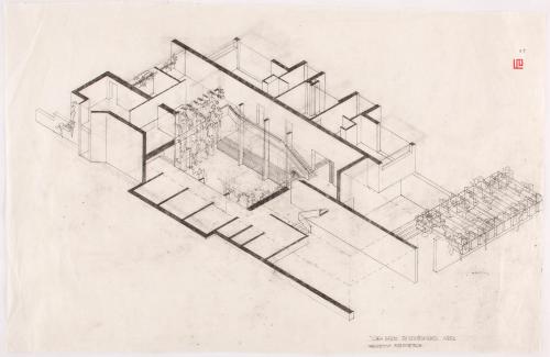 Casa Bravo en Somosaguas, Madrid. Perspectiva axonométrica seccionada