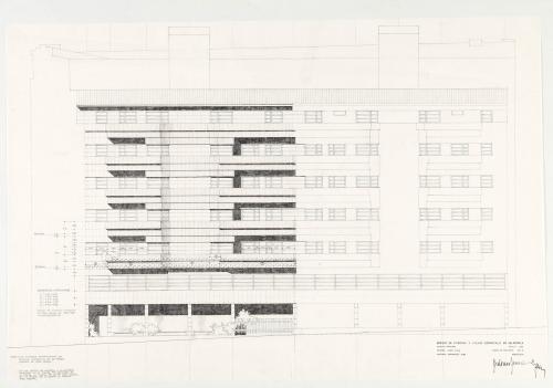 Edificio de viviendas y locales comerciales en Salamanca. Alzado principal