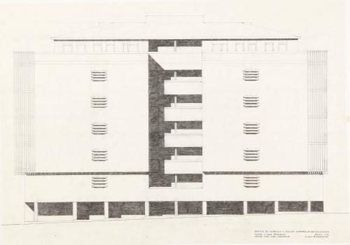 Edificio de viviendas y locales comerciales en Salamanca. Alzado a la calle Franciscas