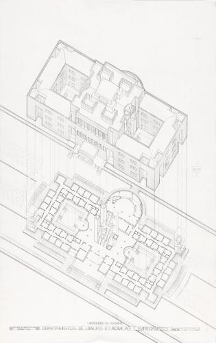 Departamentos de Ciencias Económicas y Empresariales, Universidad de Alicante. Vista axonométrica