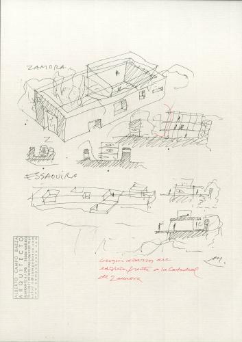 Sede del Consejo Consultivo de Castilla y León en Zamora. Croquis del edificio frente a la Catedral