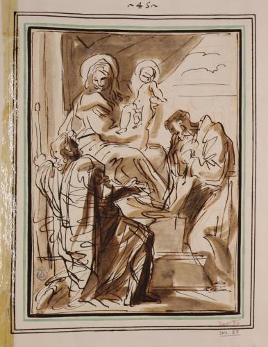 Estudio de la Virgen con el niño, Santiago y San Francisco