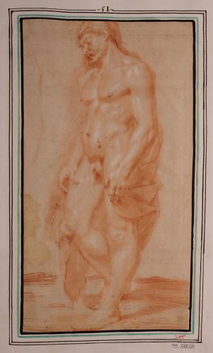 Estudio de modelo masculino de pie de tres cuartos hacia la izquierda como Hércules?