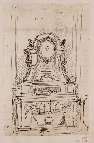 Estudio para un altar con tumba de prelado