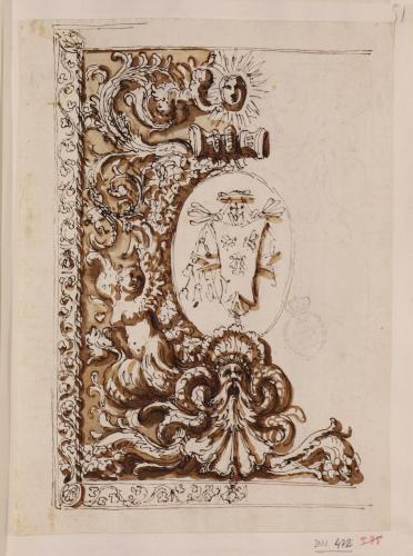 Estudio de panel decorativo con escudo cardenalicio de los Barberini