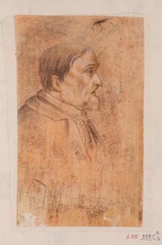 Retrato de Cardenal de perfil hacia la derecha