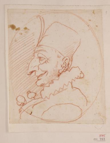 Caricatura masculina con gola de perfil hacia la izquierda