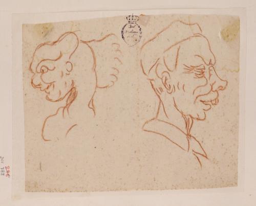 Dos caricaturas de perfil masculinas hacia izquierda y derecha