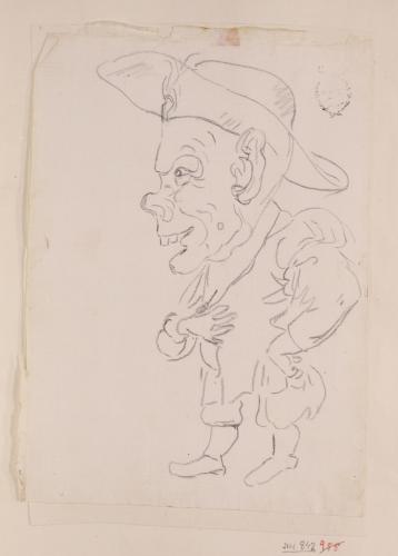 Caricatura masculina de cuerpo entero de perfil