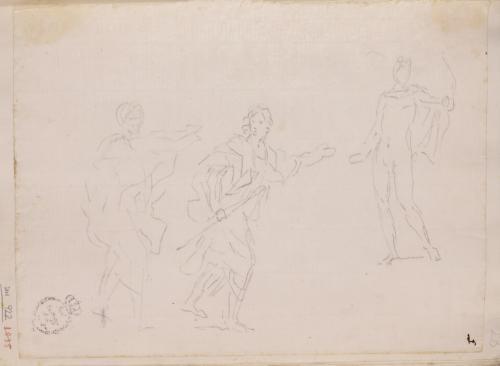 Estudio de dos figuras masculinas en actitud de avanzar y apunte del Apolo del Belvedere