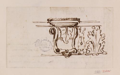 Estudio de ménsula y friso con hojas de acanto