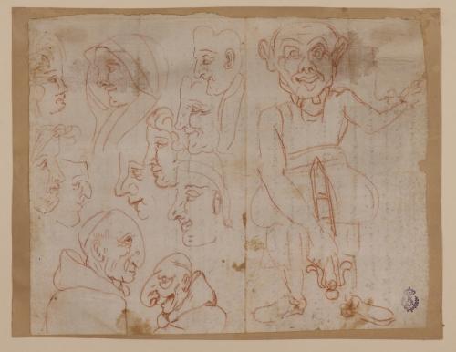Caricaturas masculinas, de prelados y del retrato de Wentwotrh Dillon, conde de Roscommon