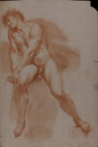 Estudio de modelo masculino desnudo sentado